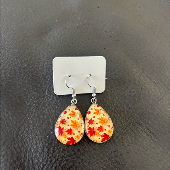 Autumn Leaf Teardrop Earrings - Picture 4 of 6